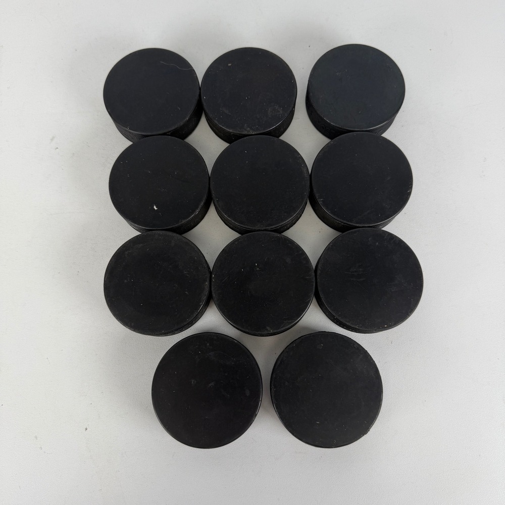 Rubena Official Ice Hockey Pucks Black Vulcanized Rubber Lot of 11